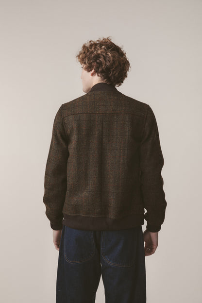 Men's Harris Tweed Bomber Jacket - Green Check