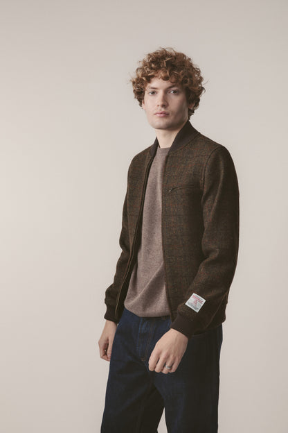 Men's Harris Tweed Bomber Jacket - Green Check