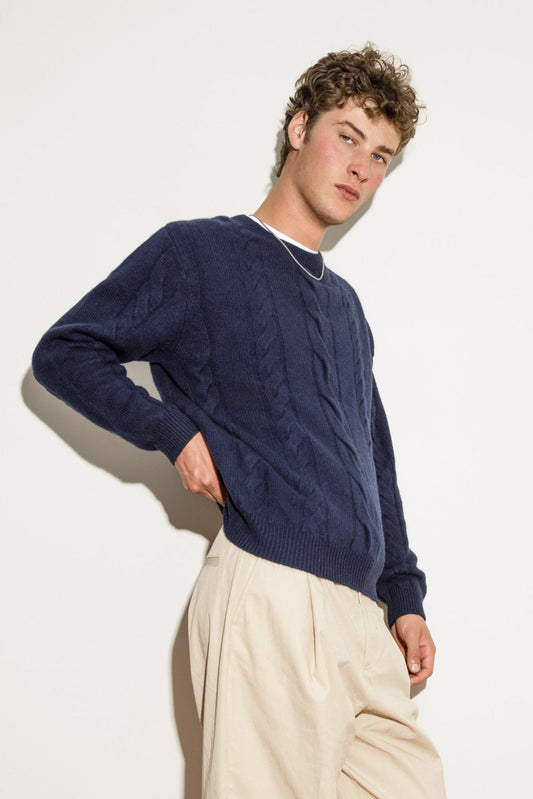 Canongate Cable Cashmere Jumper - Navy