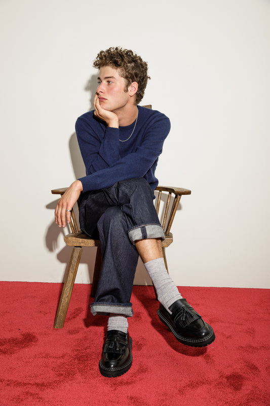 Comely Cashmere Crew Neck Jumper- Navy