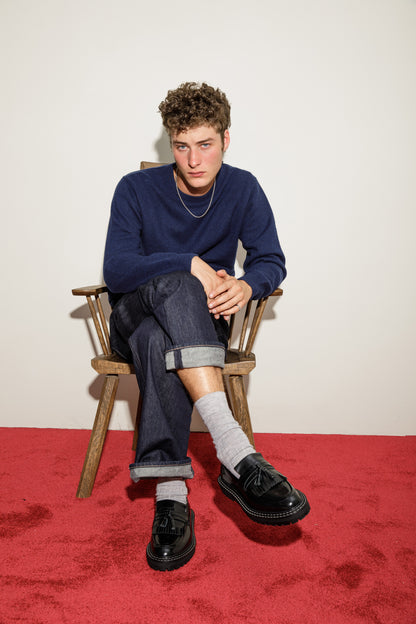 Comely Cashmere Crew Neck Jumper- Navy