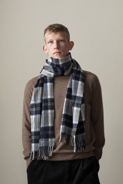 Pringle Of Scotland Cashmere Wide Scarf  - Silver Bannockbane