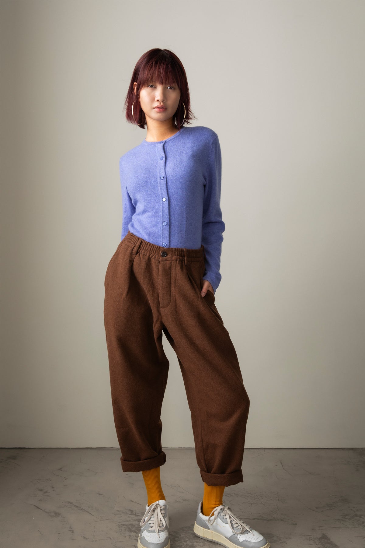 Cashmere High Button Cardigan Wisteria
