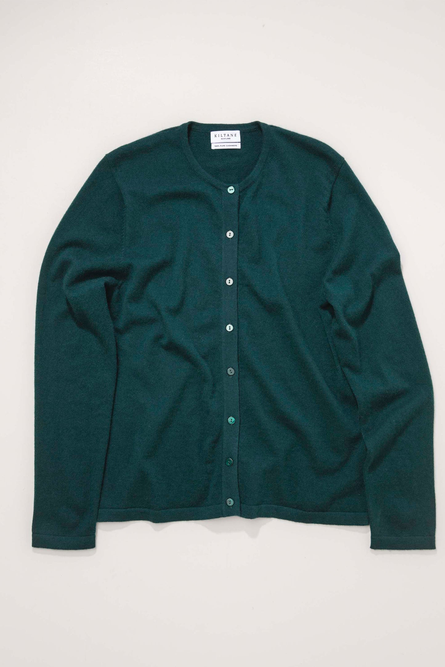 Women's Cashmere High Button Cardigan - Forest Green