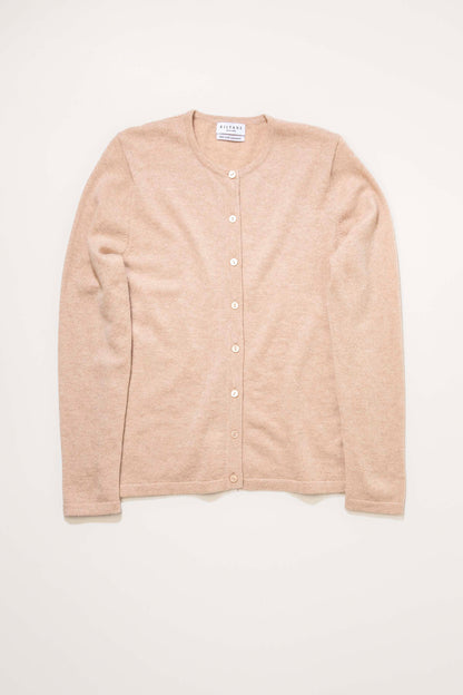 Women's Cashmere High Button Cardigan - Vicuna