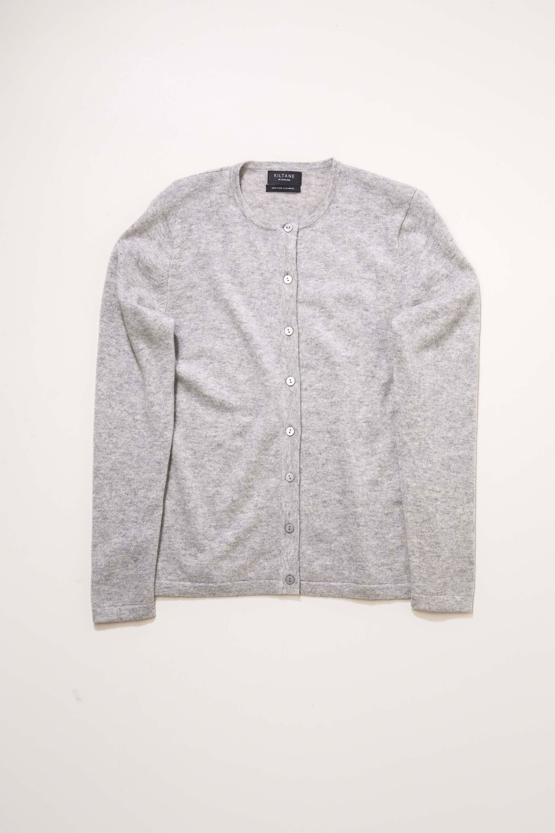 Women's Cashmere High Button Cardigan Light Grey – Kiltane
