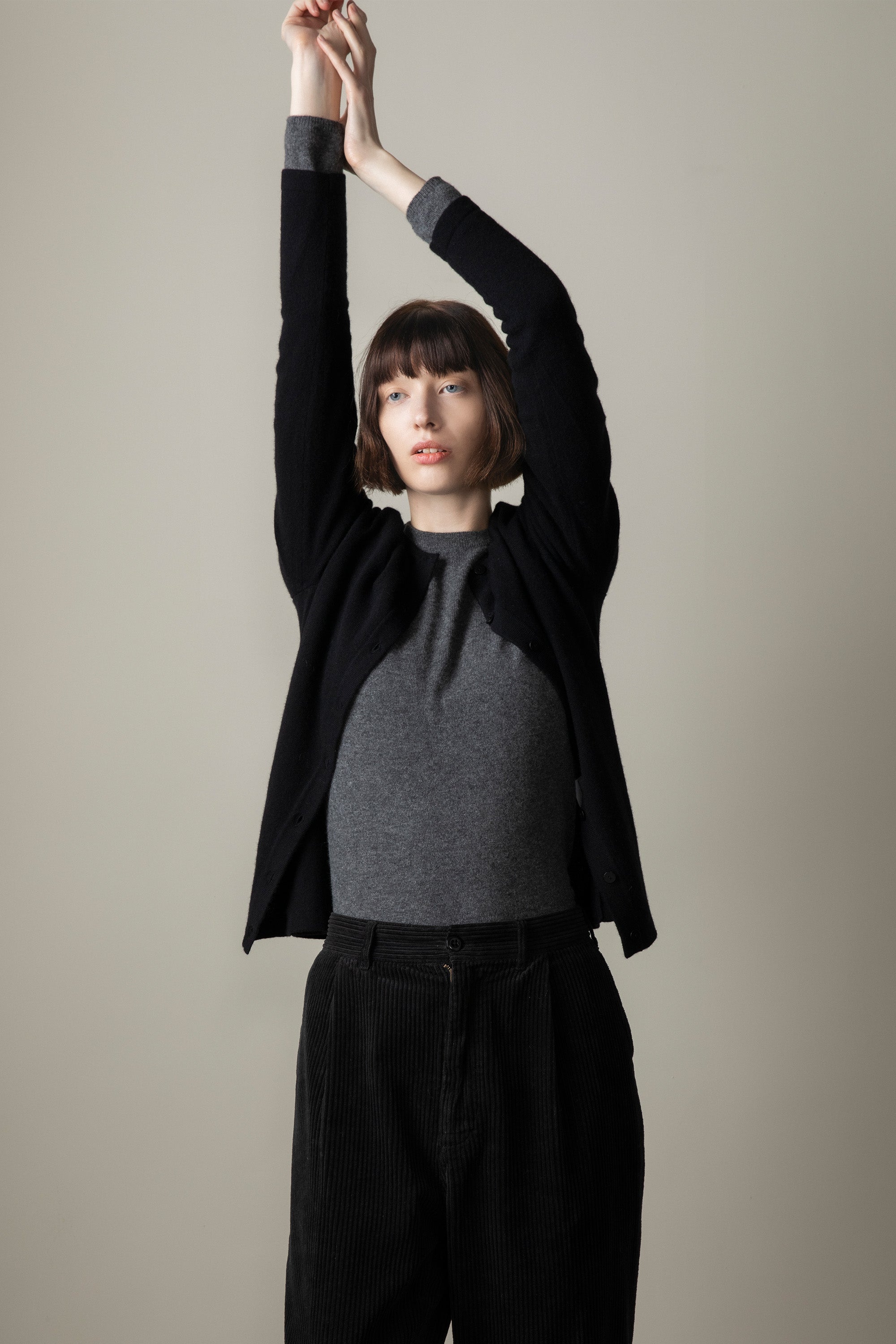 High Button Women's Cashmere High Button Cardigan - Black – Kiltane