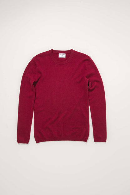 Women's Cashmere Crew Neck Jumper - Bordeaux