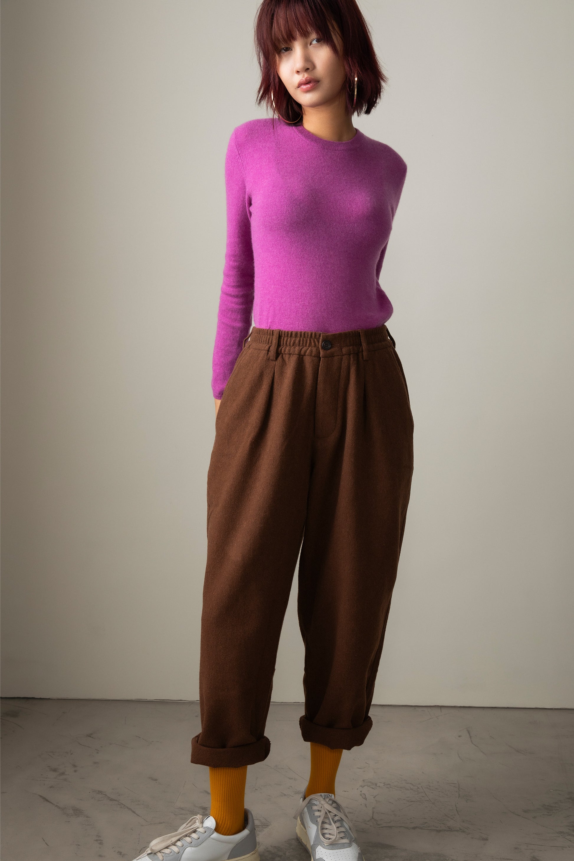 Women's Cashmere Crew Neck Jumper - Raspberry – Kiltane