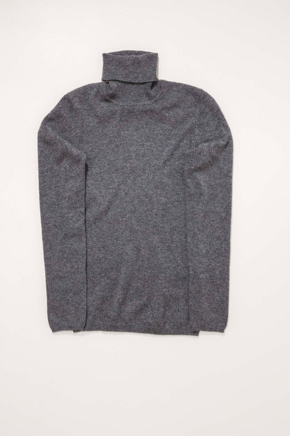 Women's Cashmere Polo Neck Jumper - Mid Grey