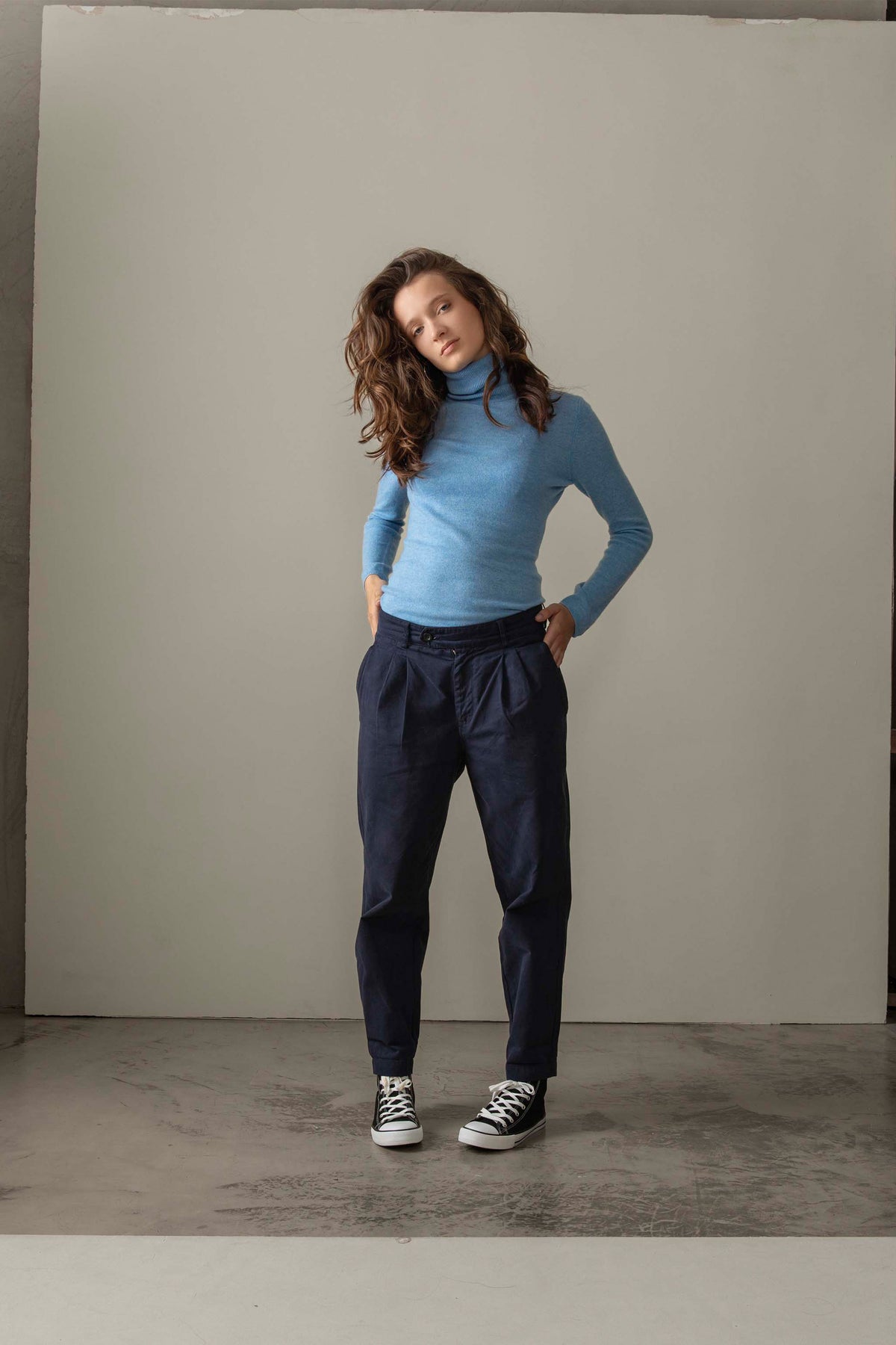 Cashmere Polo Neck Jumper Glacier