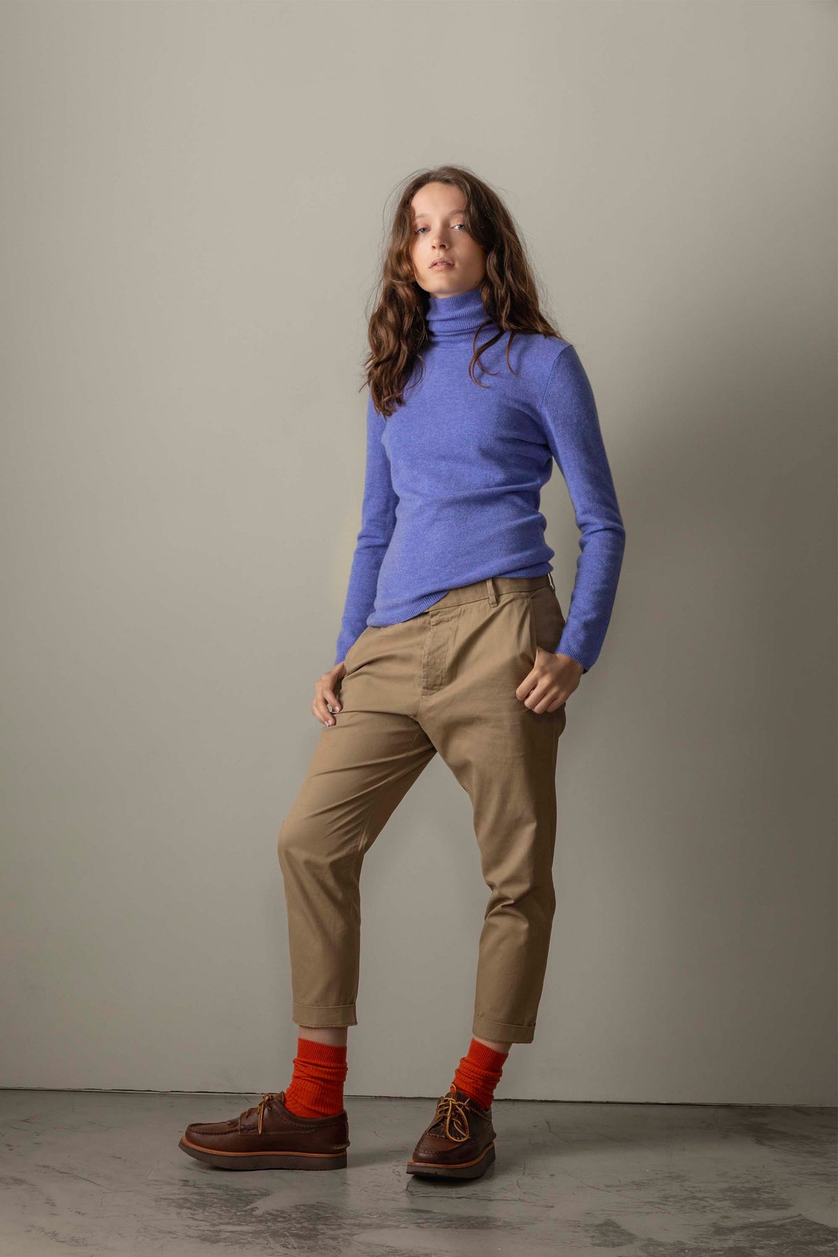 Cashmere Polo Neck Jumper Wisteria