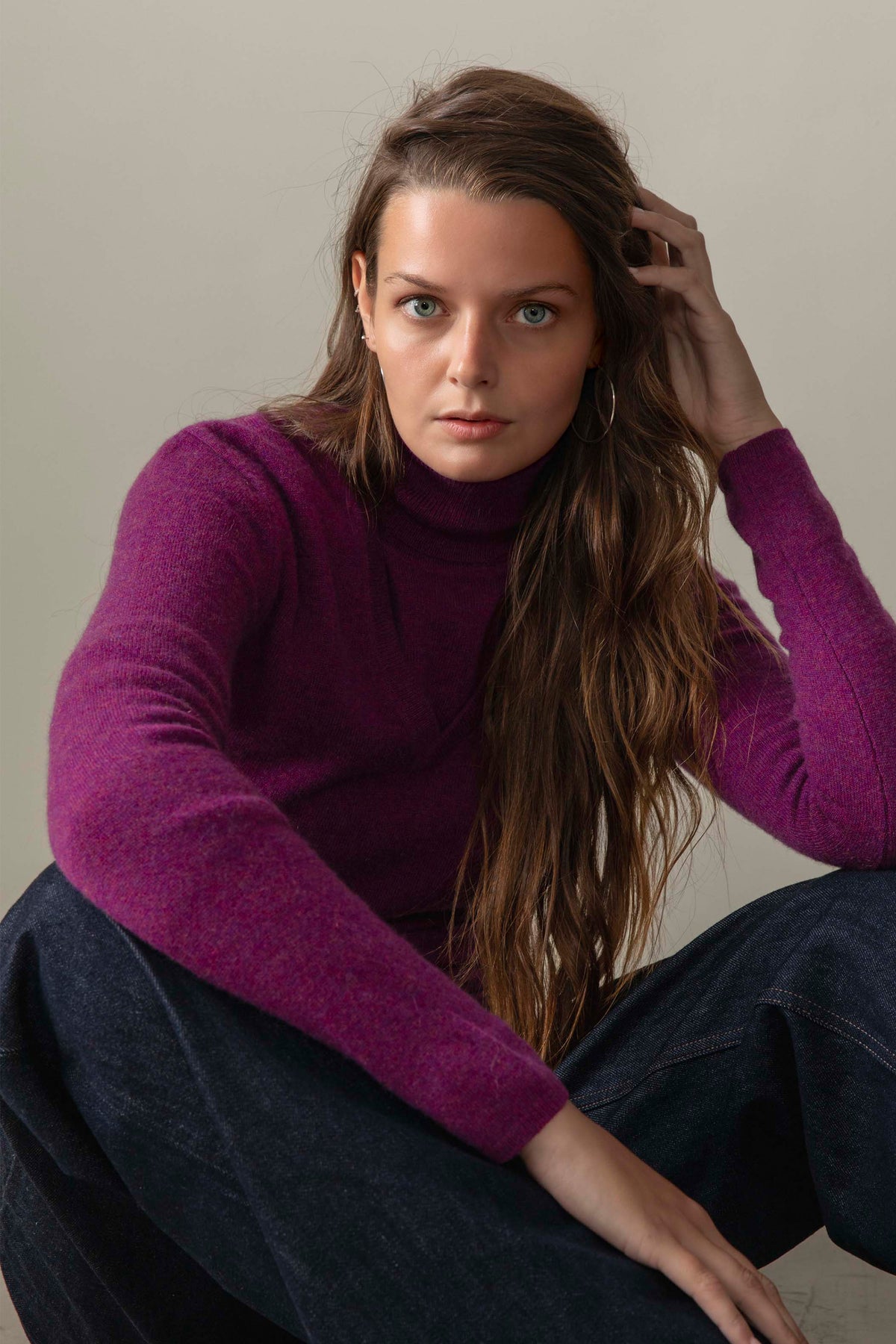 Cashmere Polo Neck Jumper Sloeberry