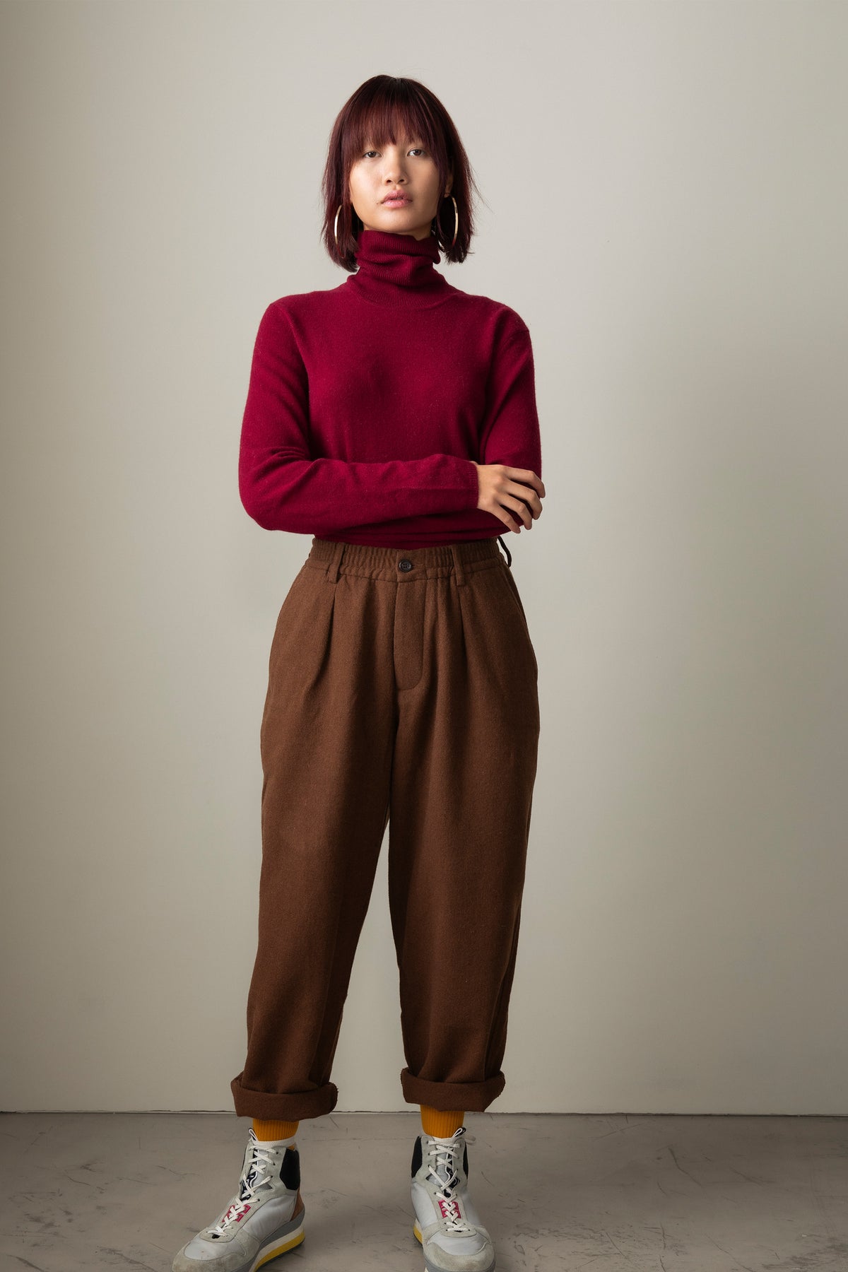 Cashmere Polo Neck Jumper Bordeaux