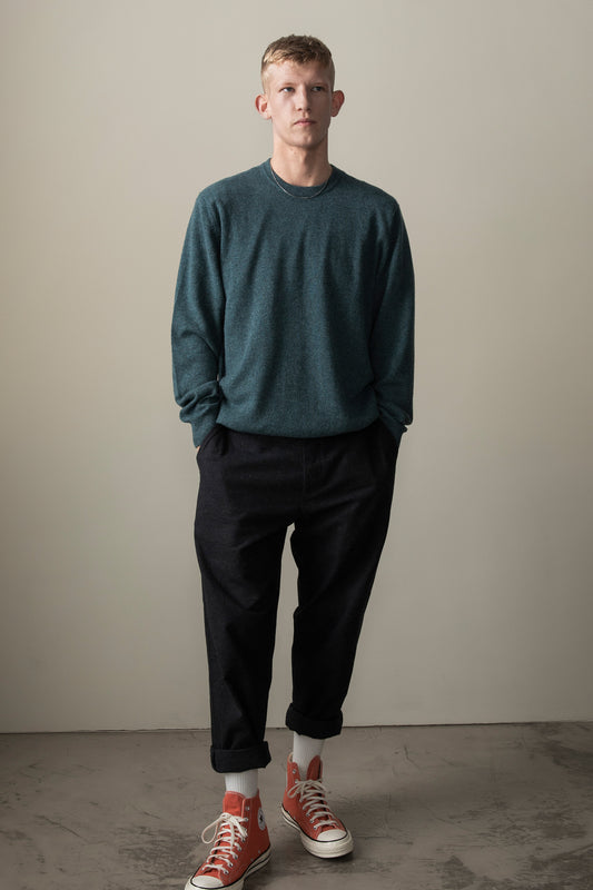 Men's Cashmere Crew Neck Jumper - Haze Green