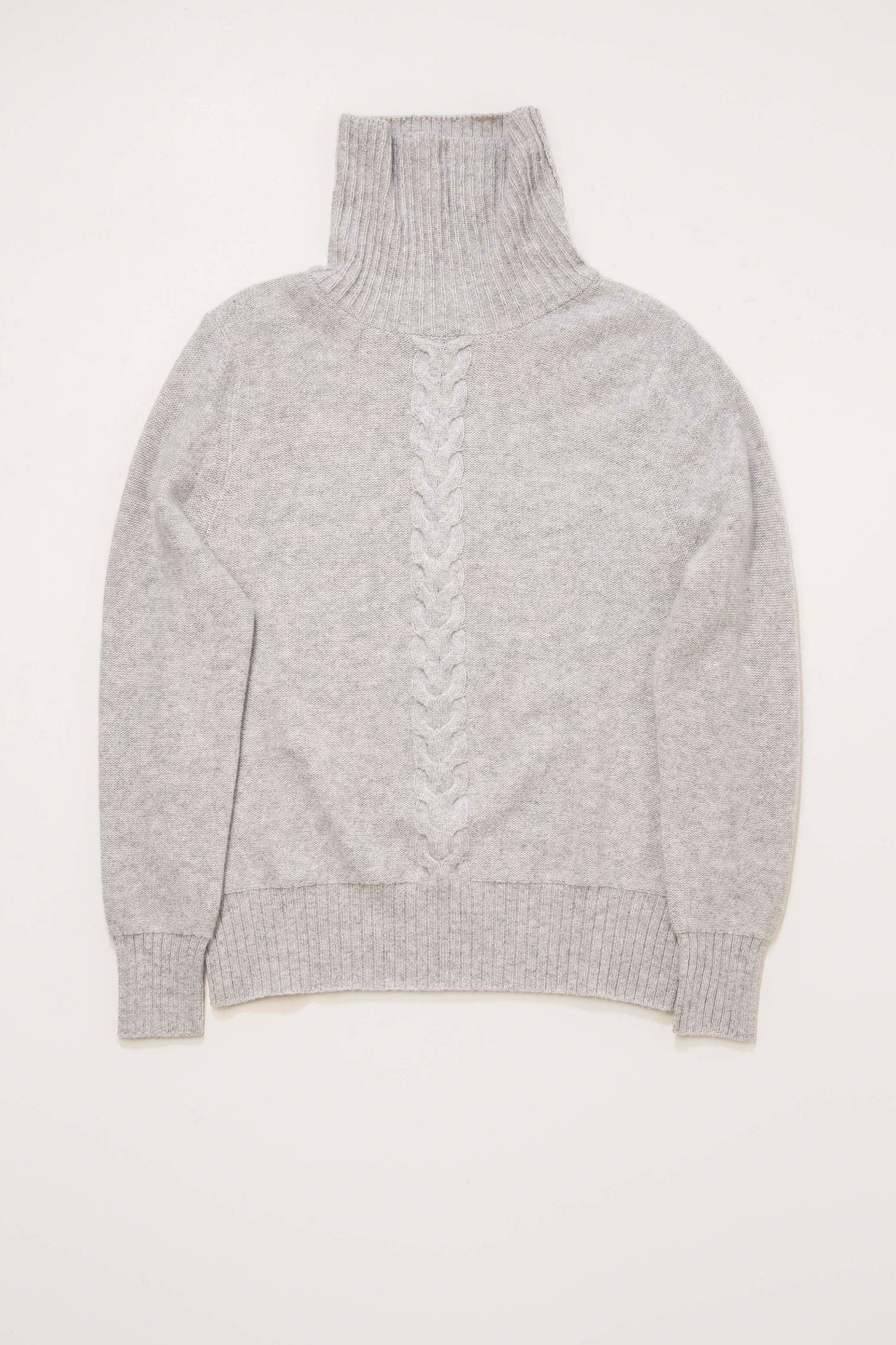 Women's Cable Knit Polo Neck Jumper - Grey
