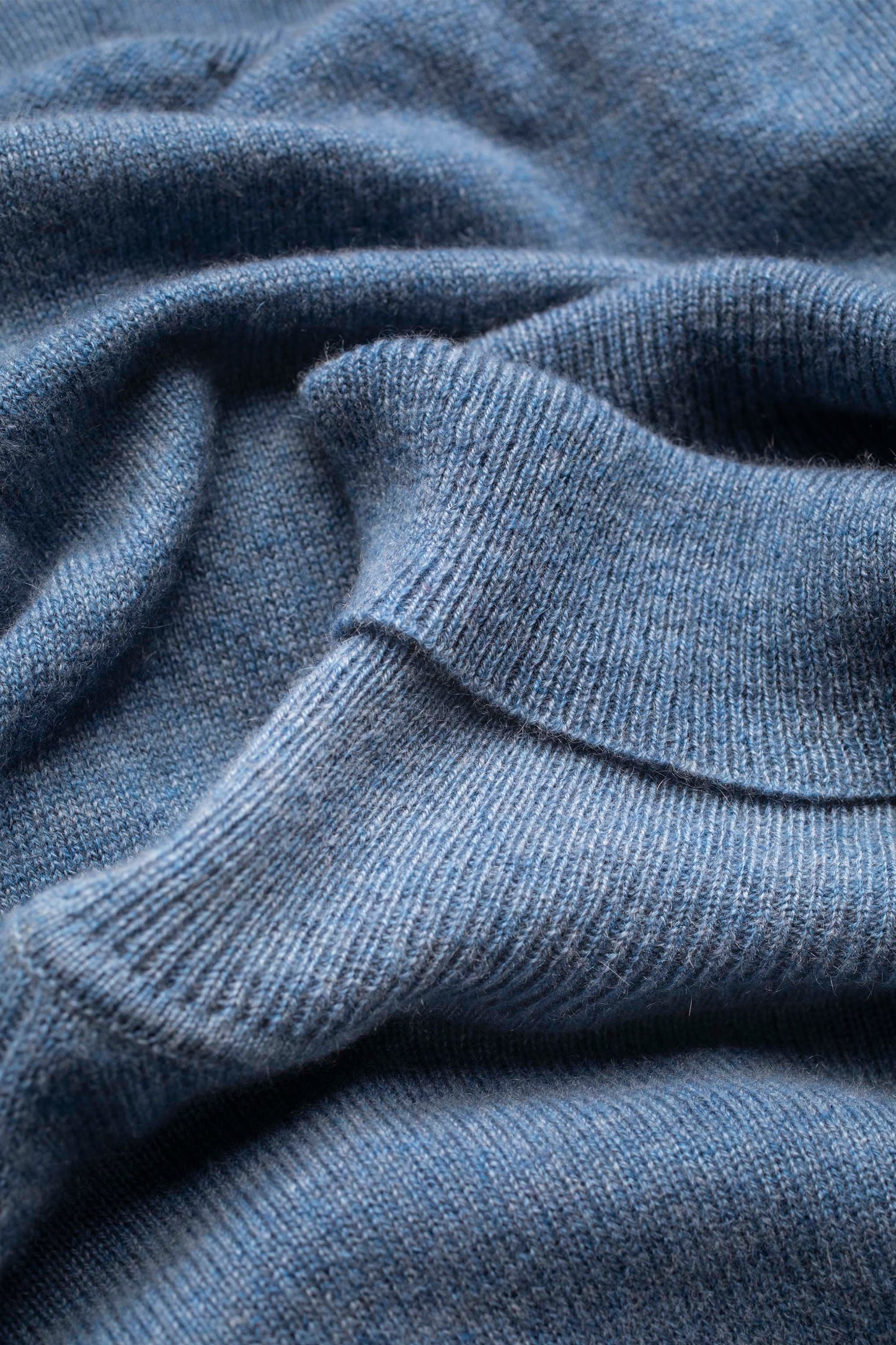 Men's Cashmere Roll Neck Jumper - Haze Blue