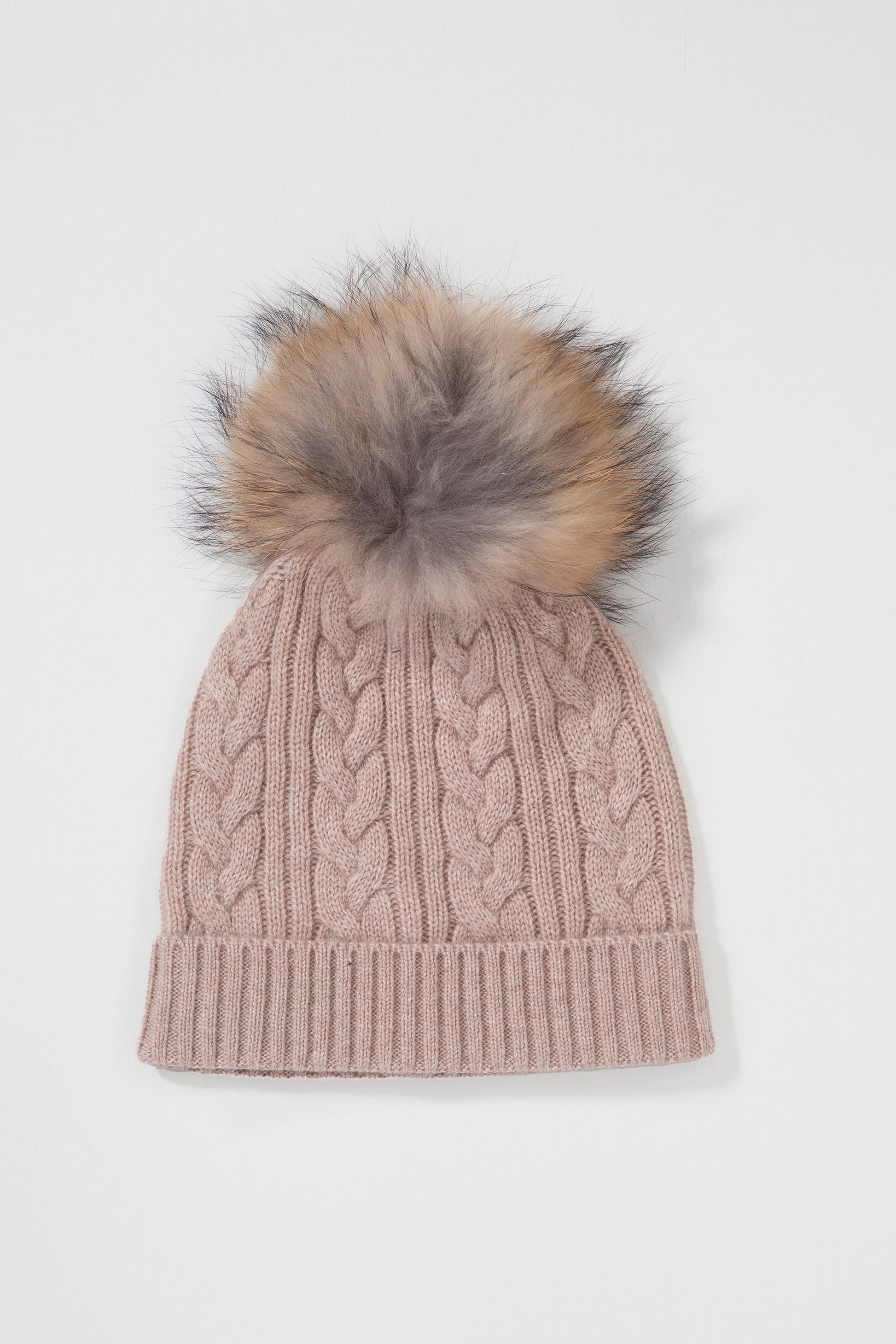 Cable Knit Cashmere Pom Pom Hat Sand – Kiltane