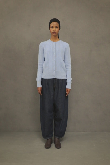 Women’s Heavyweight Cashmere High Button Cardigan - Glacier