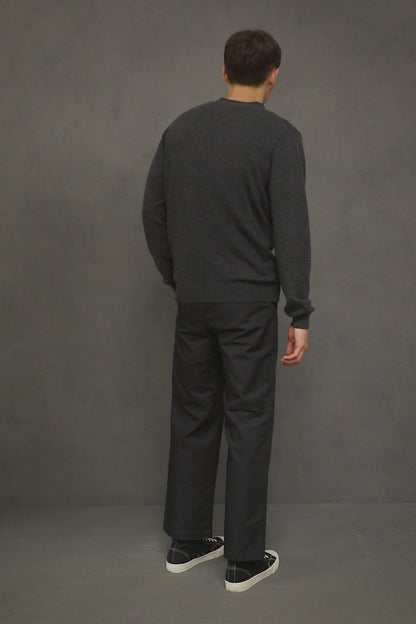 Men’s Cashmere V Neck Cardigan - Charcoal Grey