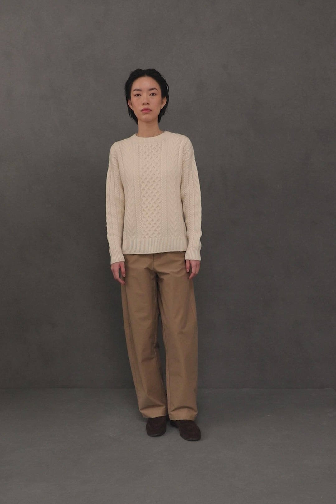 Women's Aran Cashmere Jumper - Cream