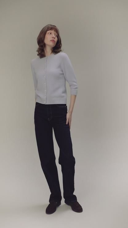 Women's New Town 3/4 Sleeve Cashmere Cardigan - Blue Aura