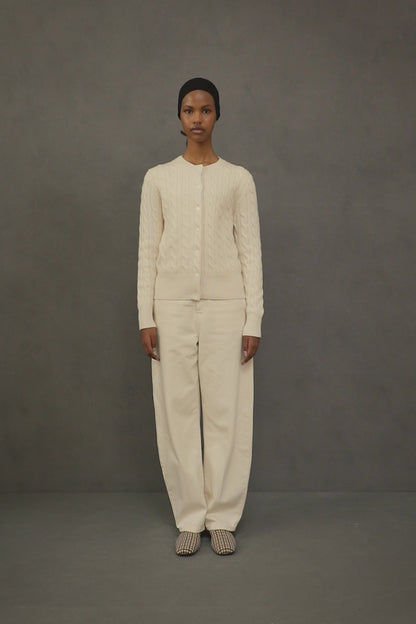 Women’s Calton Cashmere Cable Cardigan - Cream