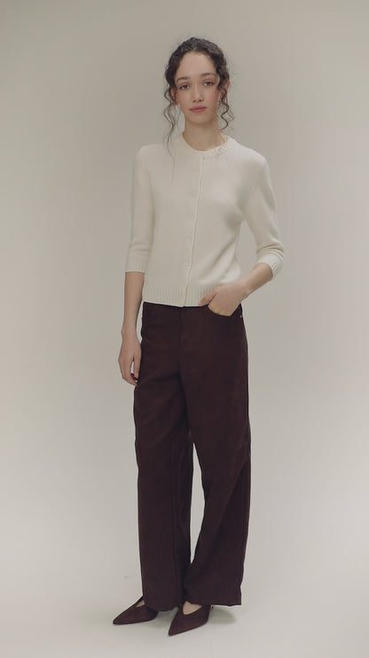 Women's New Town 3/4 Sleeve Cashmere Cardigan - Soft White
