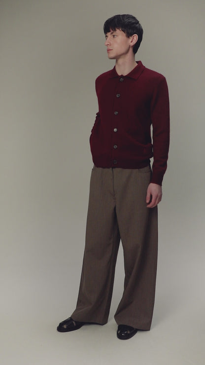 Unisex Baseball Cashmere Jacket - Burgundy