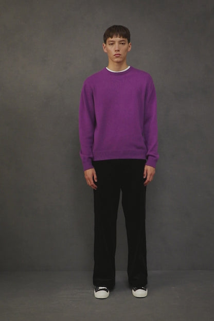 Men’s Comely Cashmere Crew Neck Jumper - Thistle Purple