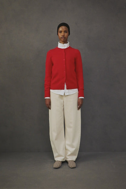 Women’s New Town Cashmere Long Sleeve Cardigan - Red