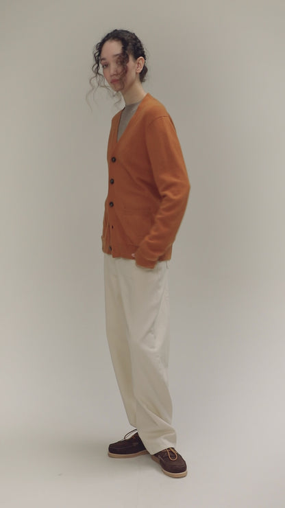Unisex V Neck Pocket Cashmere Cardigan - Gingersnap