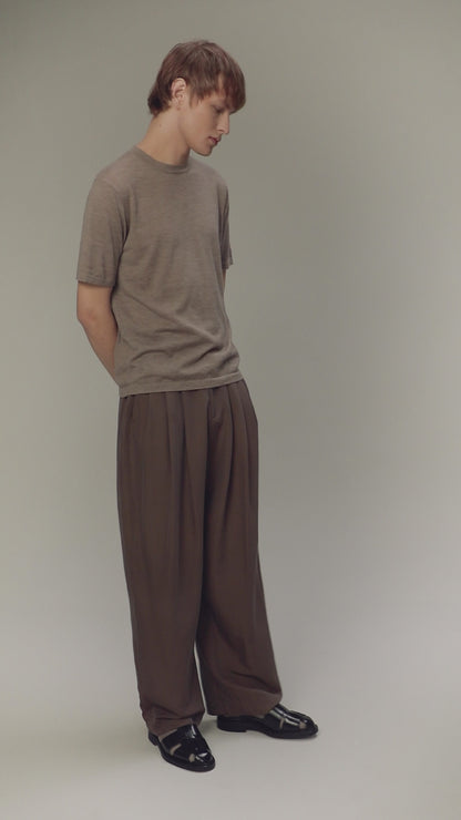 Unisex Boxy Cashmere T-Shirt - Taupe