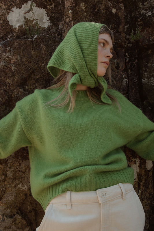 Women’s Raeburn Boxy Cashmere Crew Neck Jumper - Nettle Green