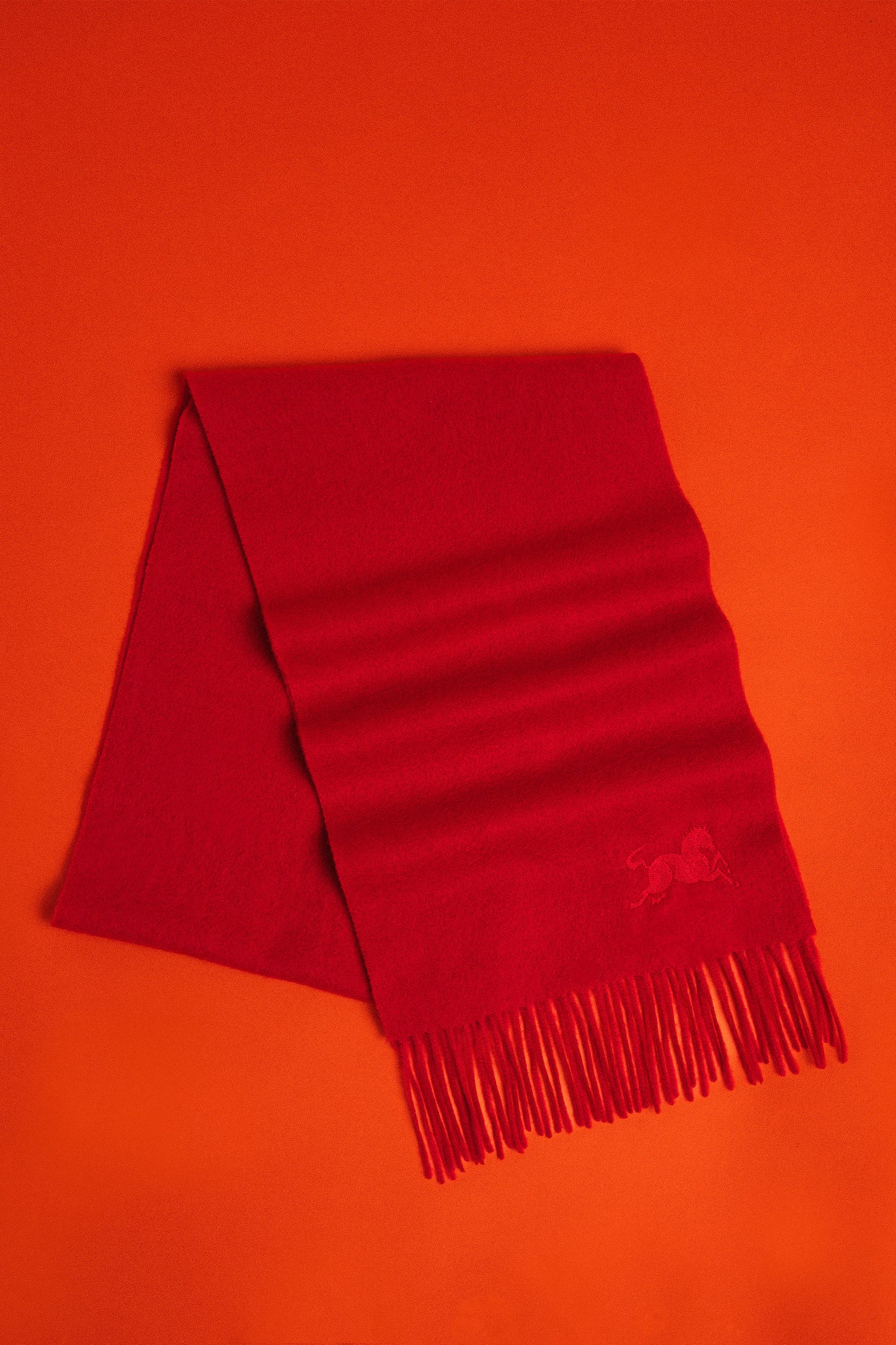 Year of the Horse Solid Red Cashmere Scarf - Red