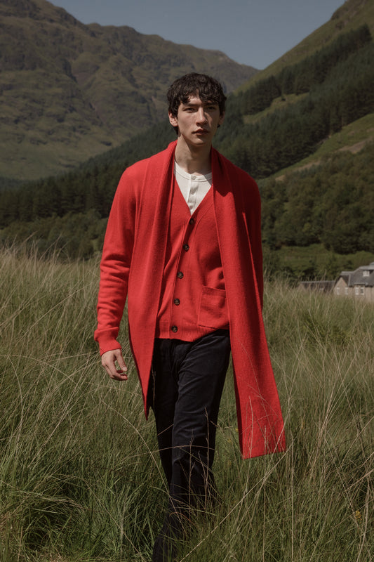 Skinny Cashmere Scarf - Red