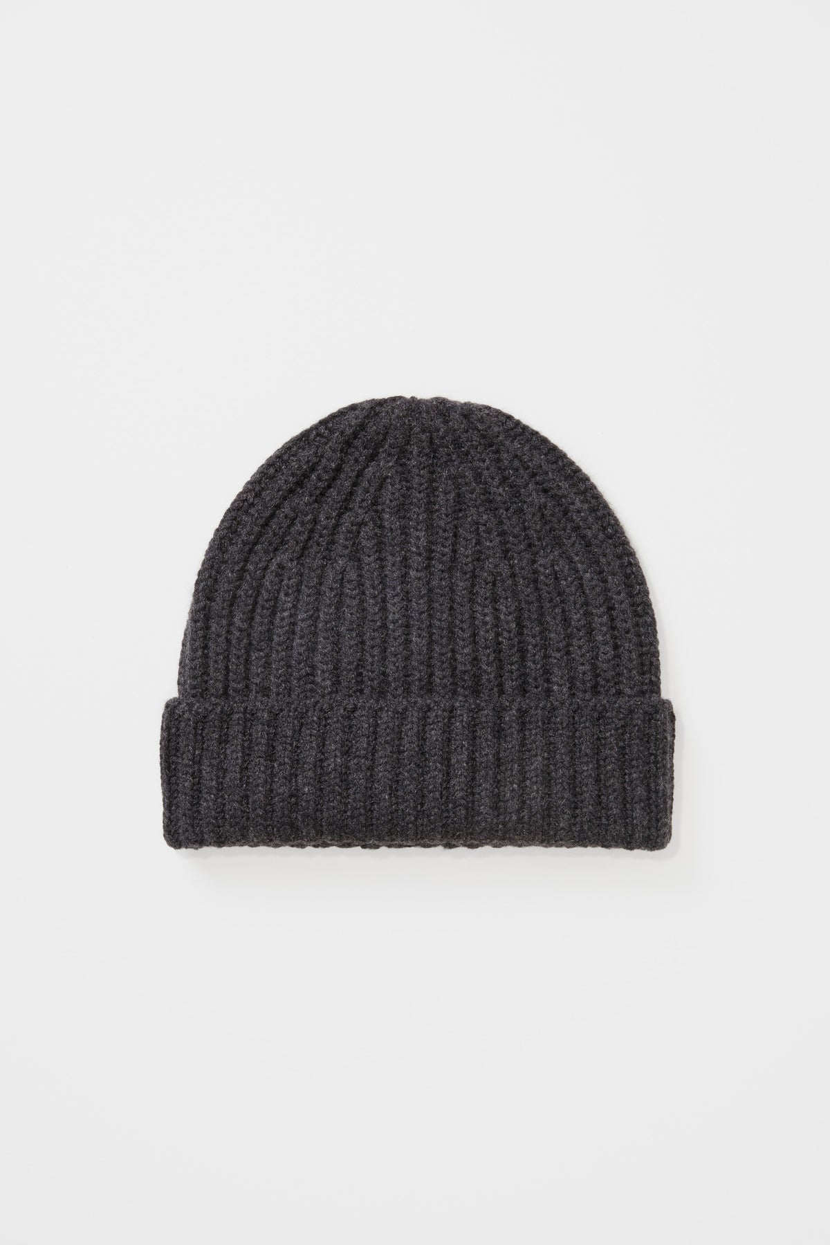 Ribbed Cashmere Beanie - Charcoal