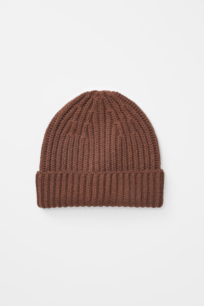 Fisherman Ribbed Cashmere Beanie - Coco