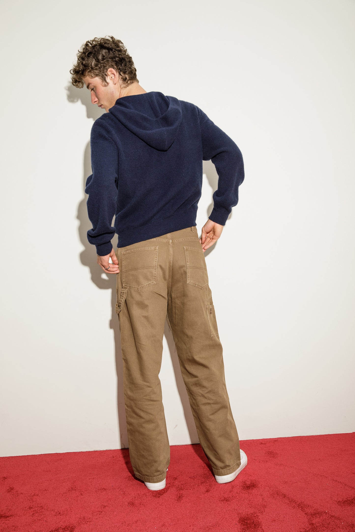 Unisex Ribbed Cashmere Hoodie - Navy