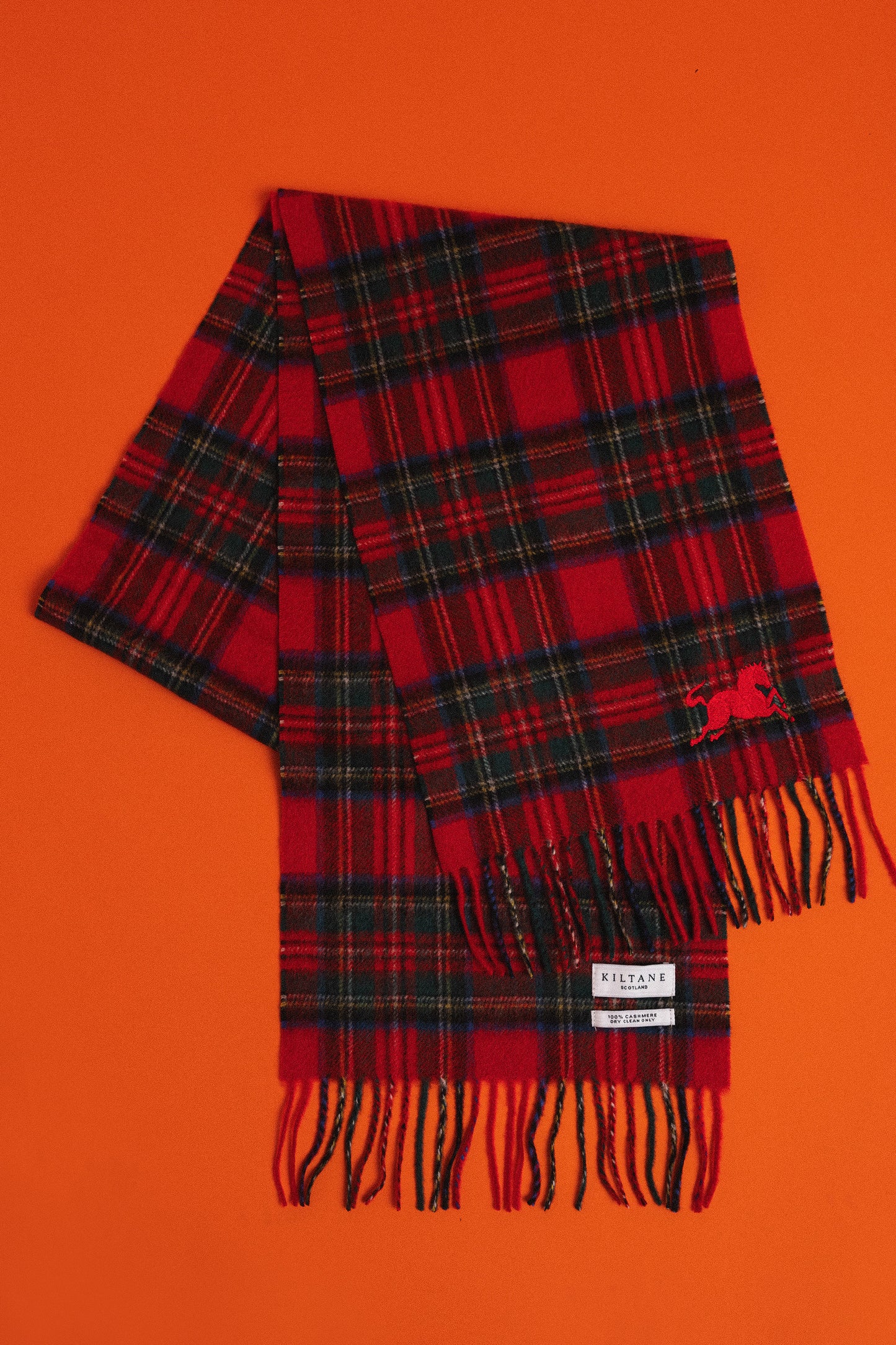 Year of the Horse Royal Stewart Cashmere Scarf - Red