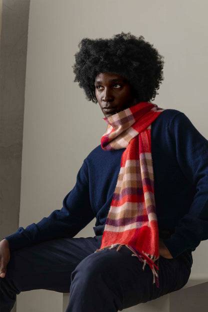 Made In Scotland Cashmere Scarf - Spice Stepping Check