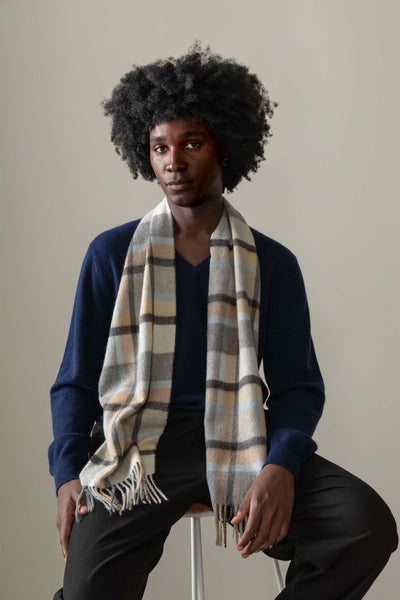 Made In Scotland Princeton Check Cashmere Scarf - Blue – Kiltane