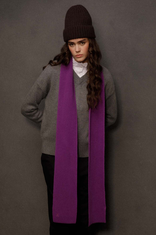 Skinny Cashmere Scarf - Thistle Purple