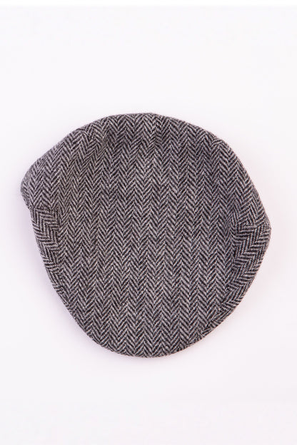 Harris Tweed Stornoway Cap - Light Grey Herringbone