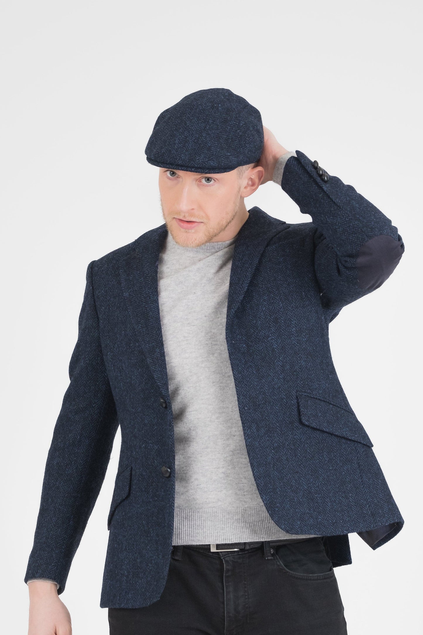 Harris Tweed Stornoway Cap - Dark Navy Herringbone