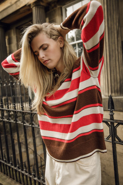 Unisex Stripe Cashmere Polo Shirt - Coco