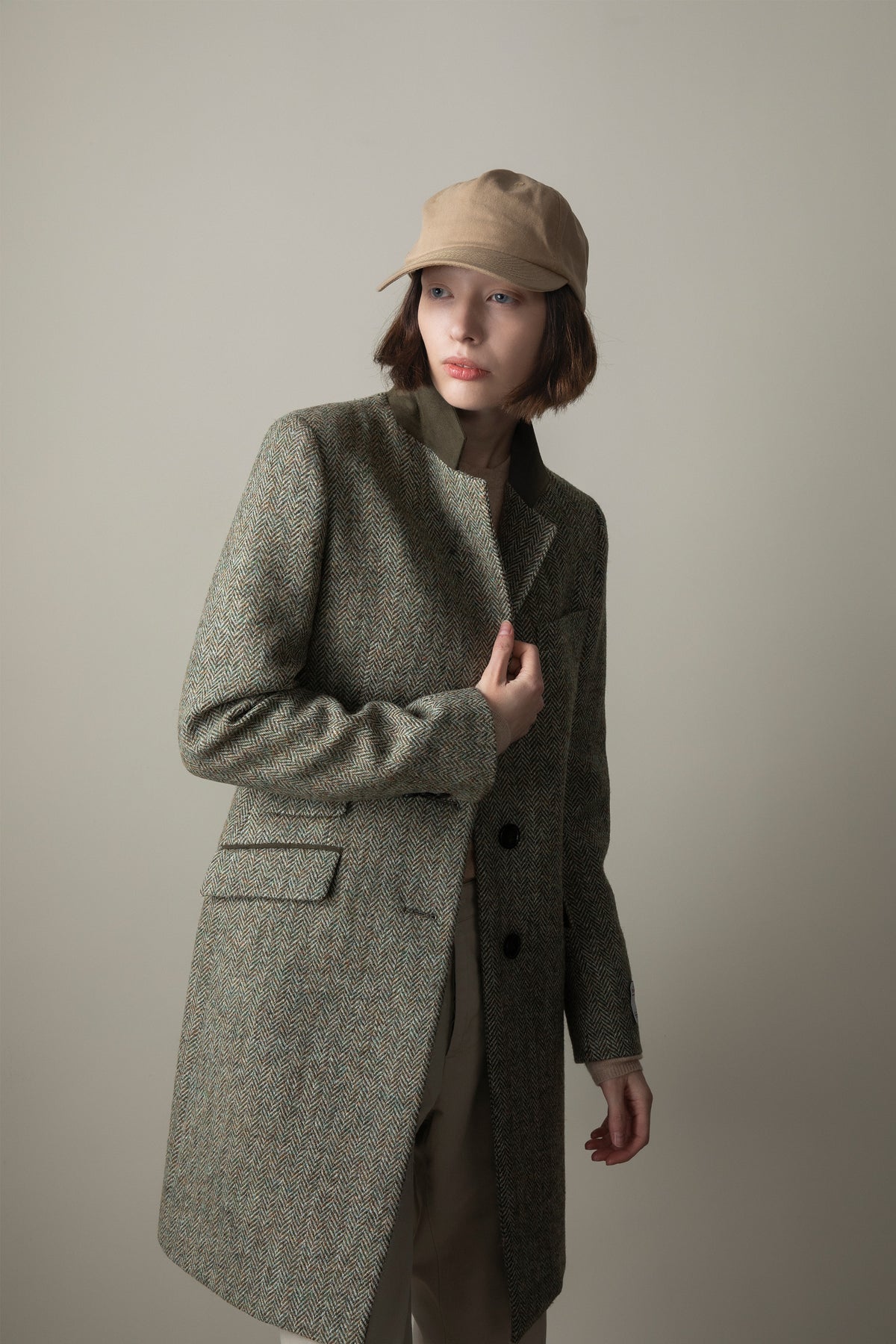Women's Harris Tweed Tori Coat - Green Lovat Herringbone – Kiltane