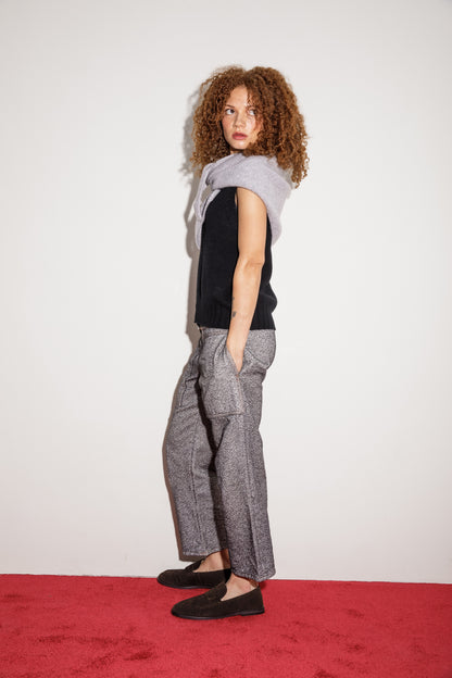 Triangle Knitted Cashmere Scarf - Oyster Grey