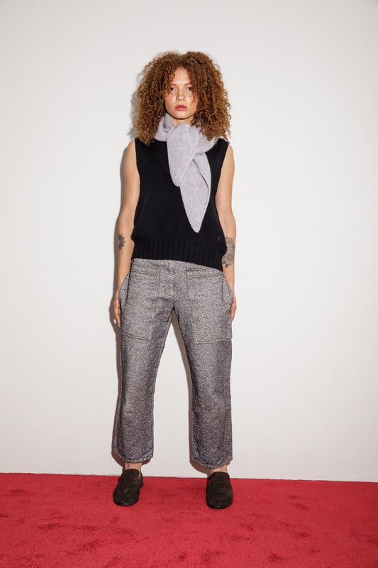 Triangle Knitted Cashmere Scarf - Oyster Grey