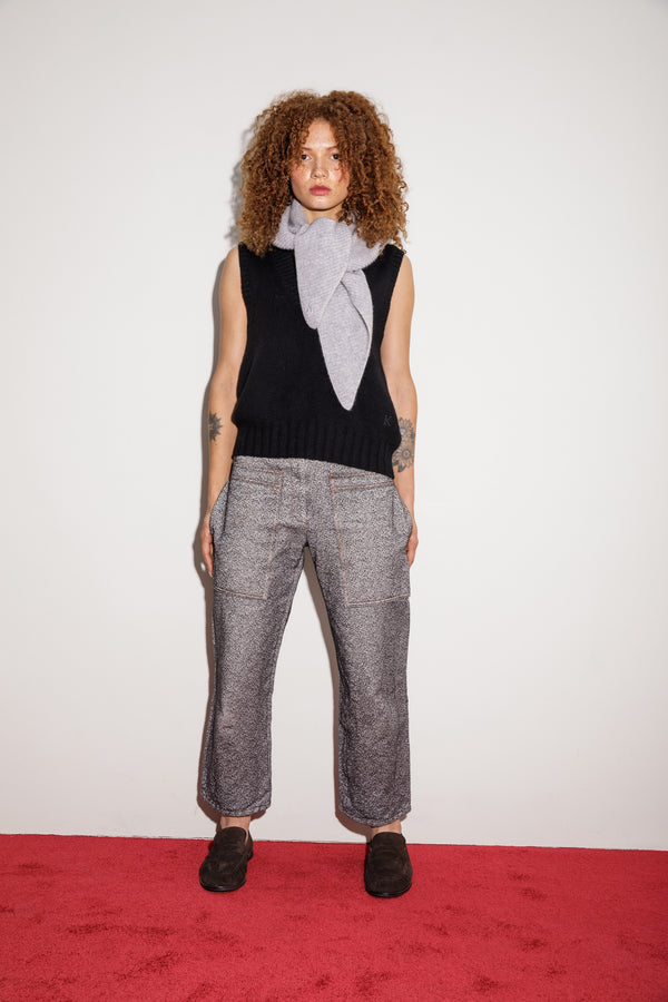 Triangle Knitted Cashmere Scarf - Oyster Grey